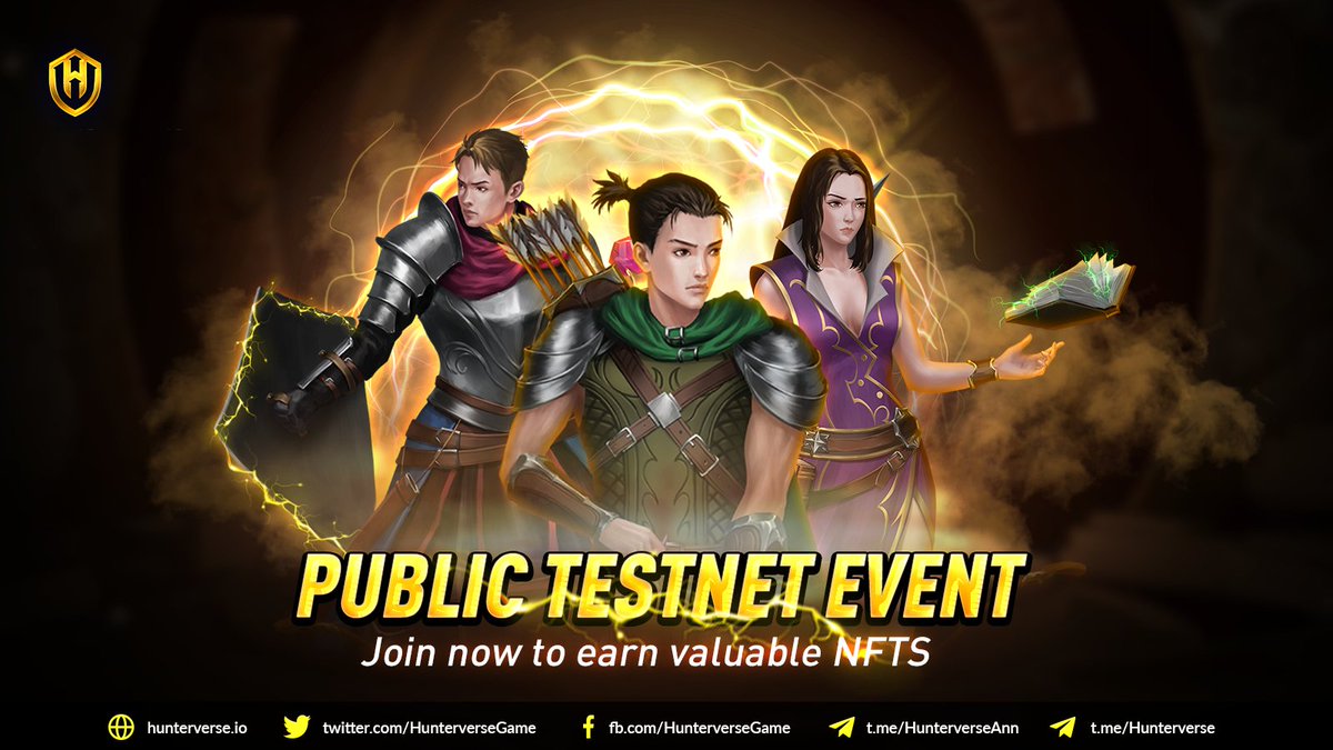 📢 A PUBLIC TESTNET EVENT IS COMING 📢

The Hunterverse Testnet is released right after the IDO event.

Timeline: 13h UTC  April 9  - 13h UTC  April 11

 More information at bitly.com.vn/7gesmv

So excited, can’t wait to see you guys until that 🥵 🥵 🥵