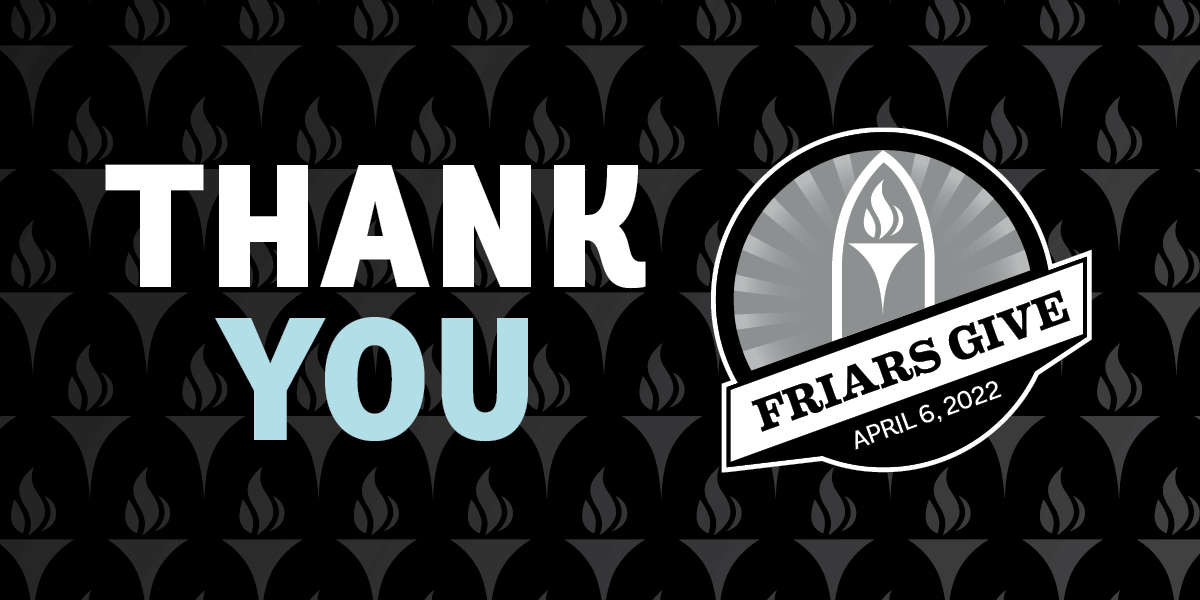 ProvidenceCol's tweet photo. We did it, Friars! Together, we shattered #FriarsGive records and made our sixth annual giving day an incredible success. We're overwhelmed by your generosity and commitment to PC, and we can't thank you enough for your support! See the impact we've made: https://t.co/kBI9VG55My https://t.co/jPNCJQtvZs