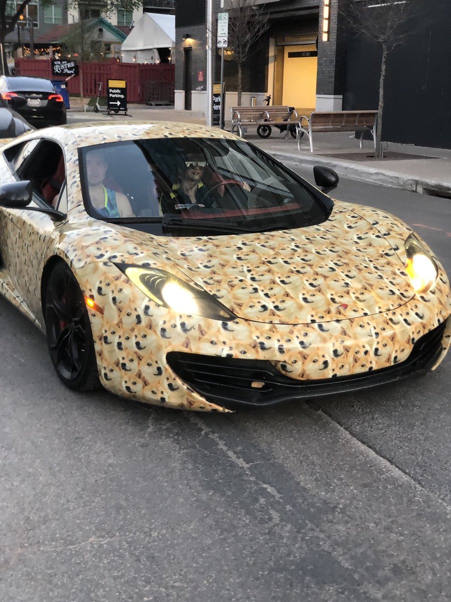 Spotted the <a href="/dogeclaren/">✨Dogeclaren✨</a> in Austin today! Much wow ✨ #CyberRodeo