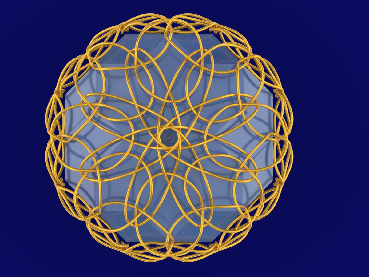 I'm giving a talk in the MathArt session at the JMM tomorrow, Thursday, April 7 at 1 pm PDT about polar zonahedra. This one has a chain-mail cladding. #JMM2022 #mathart