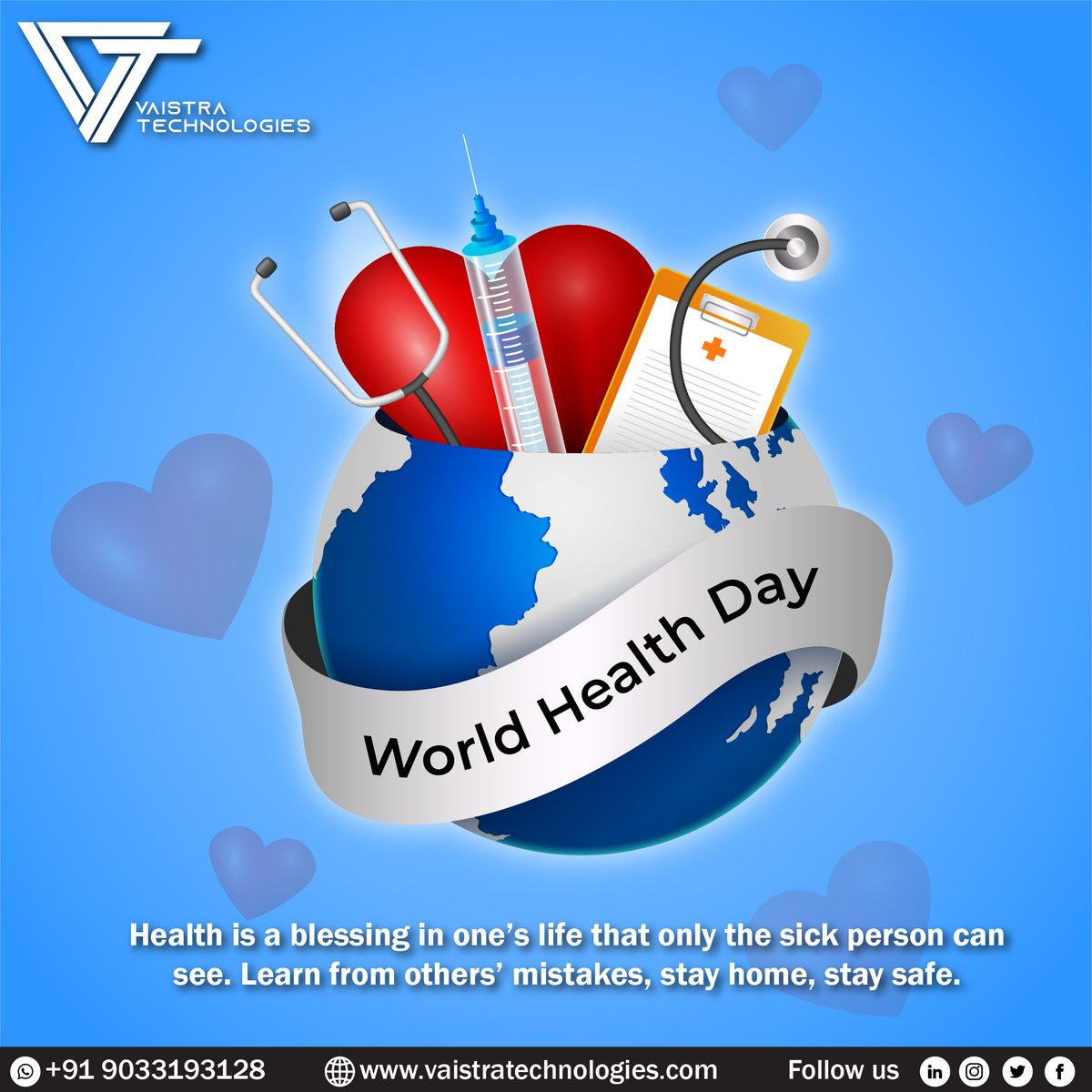 vaistratech's tweet photo. Good health is like a precious gift given to us by God, and we should never ignore it. Happy World Health Day. #happyhealthday #healthday #worldhealthday #goodhealth #healthcare #teamvaistra #vaistratechnologies #vaistra https://t.co/Pi69ZiTETU