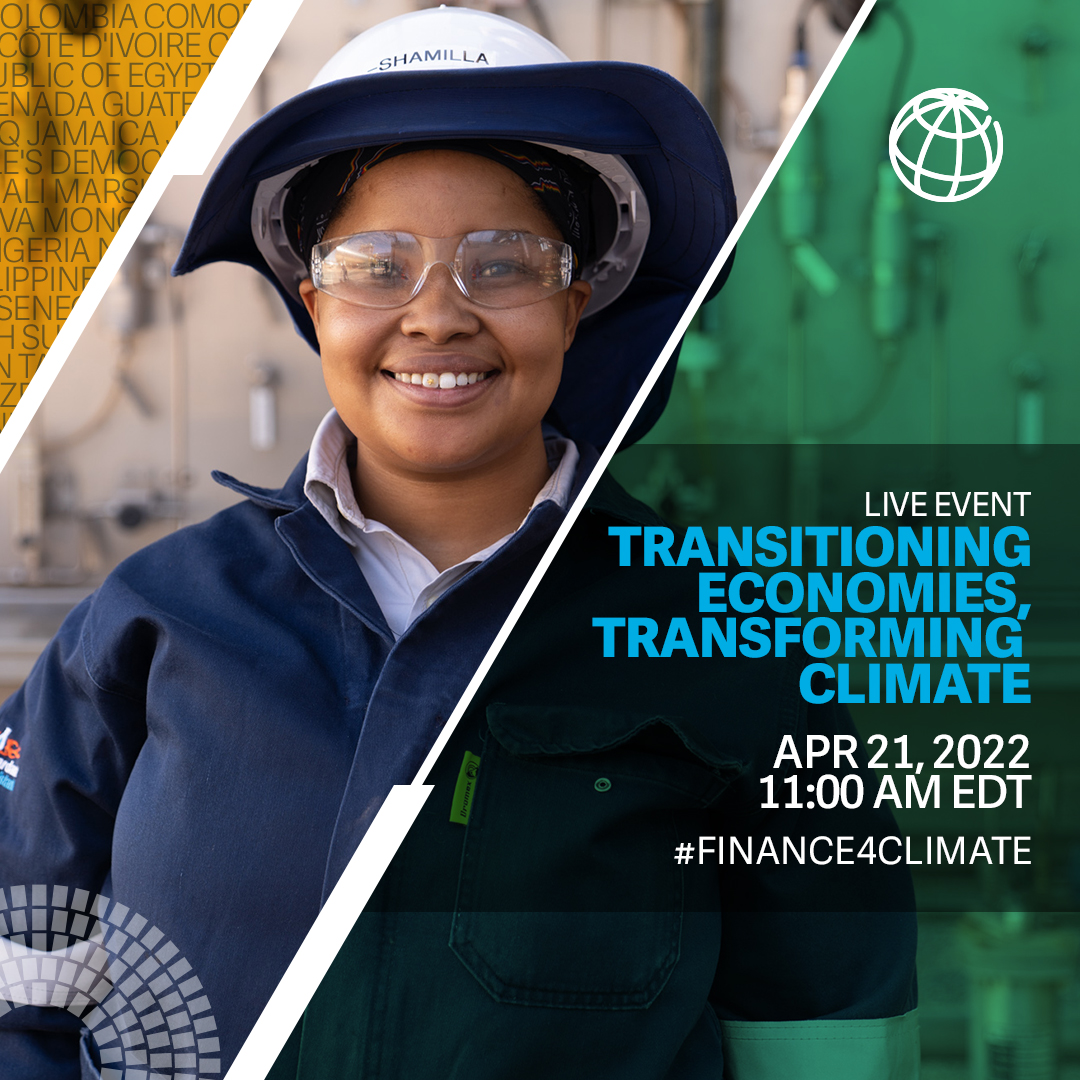 WBG_ClimateEnv's tweet photo. 📅 April 21
⏰ 11:00 AM EST

Mark your calendar for a discussion on financing climate action with global leaders, country champions, the private sector and youth voices. https://t.co/TLOuB22zkx #Finance4Climate #ResilientFuture https://t.co/9GX4ftDh8y