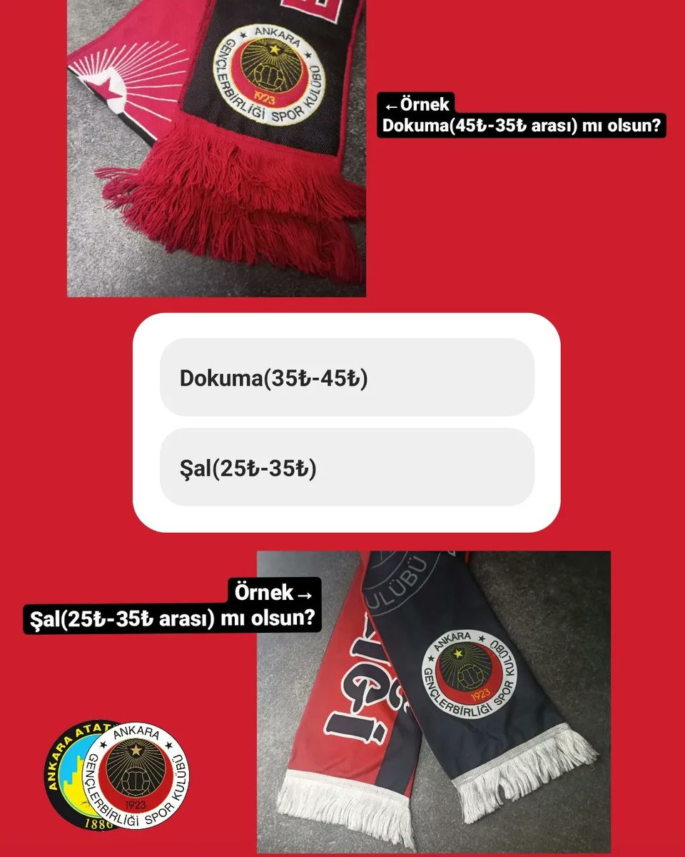 Gençlerbirliği v AAL atkımız için son ayarlamalar💪

  Lütfen atkımızın nasıl olacağını yorumlarda belirtiniz.
-
#ankaraatatürkliseliler #ankaraatatürklisesi #aal