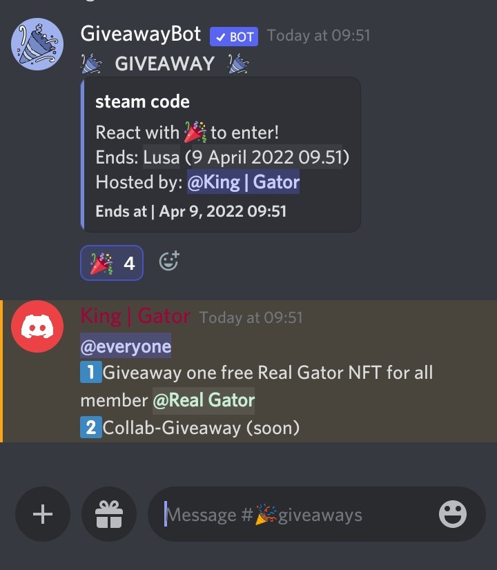 studiogator's tweet photo. We starting giveaway on our discord server, the prize is one #FreeNFTs Real Gator
❤️🔁
Link⏬
https://t.co/Wj5O1fYZPp
#NFTGiveaway #NFTGiveaways #nftcollector #NFTCommmunity #nftcomunity #NFTProject https://t.co/R0TTxxpBgz