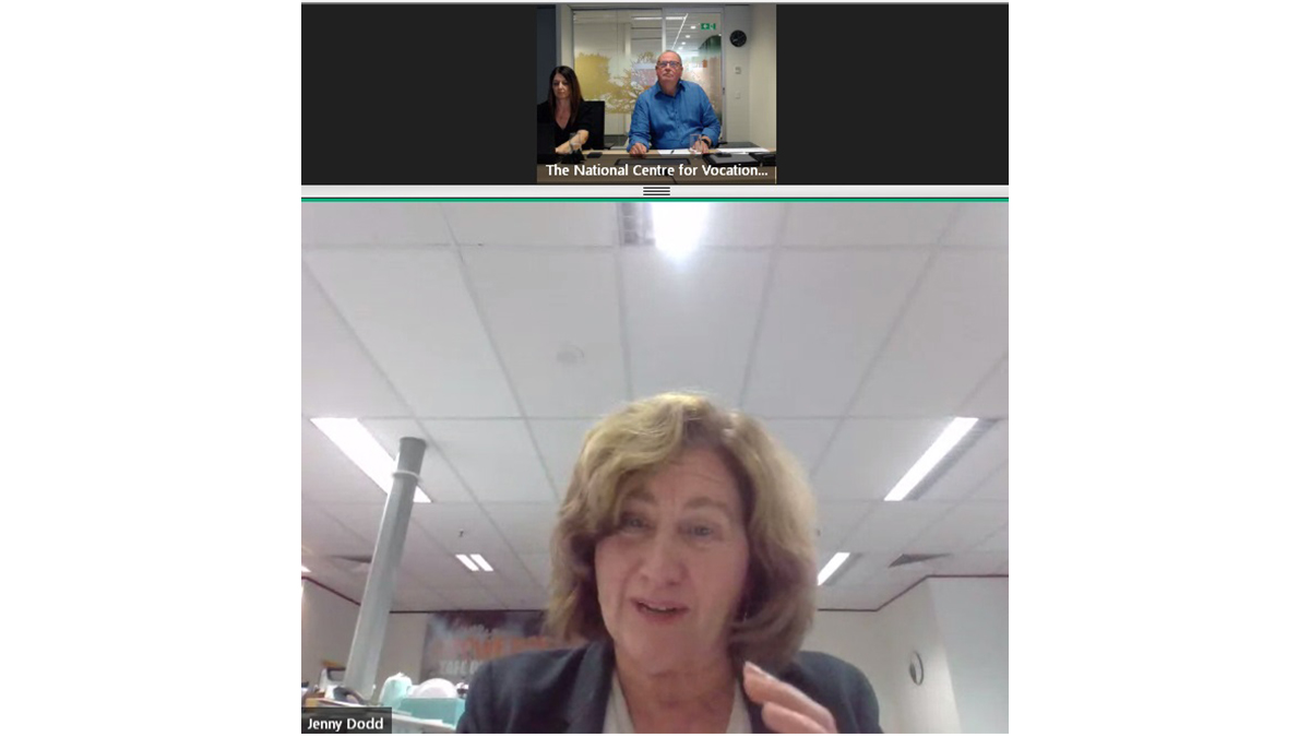 Great insights from @TafeDirectors CEO Jenny Dodd on high quality #VocationalEducation delivery, highlighting fitness for purpose, the need for VET to be transformational, and self-regulation. 

#NCVERwebinar #training #teaching #education https://t.co/5EkOoIzydn
