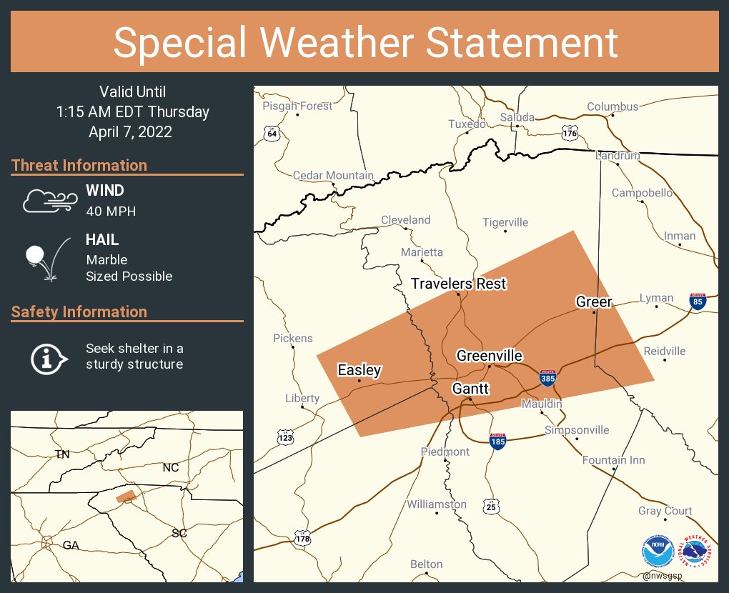 NWS GSP on Twitter "A special weather statement has been issued for