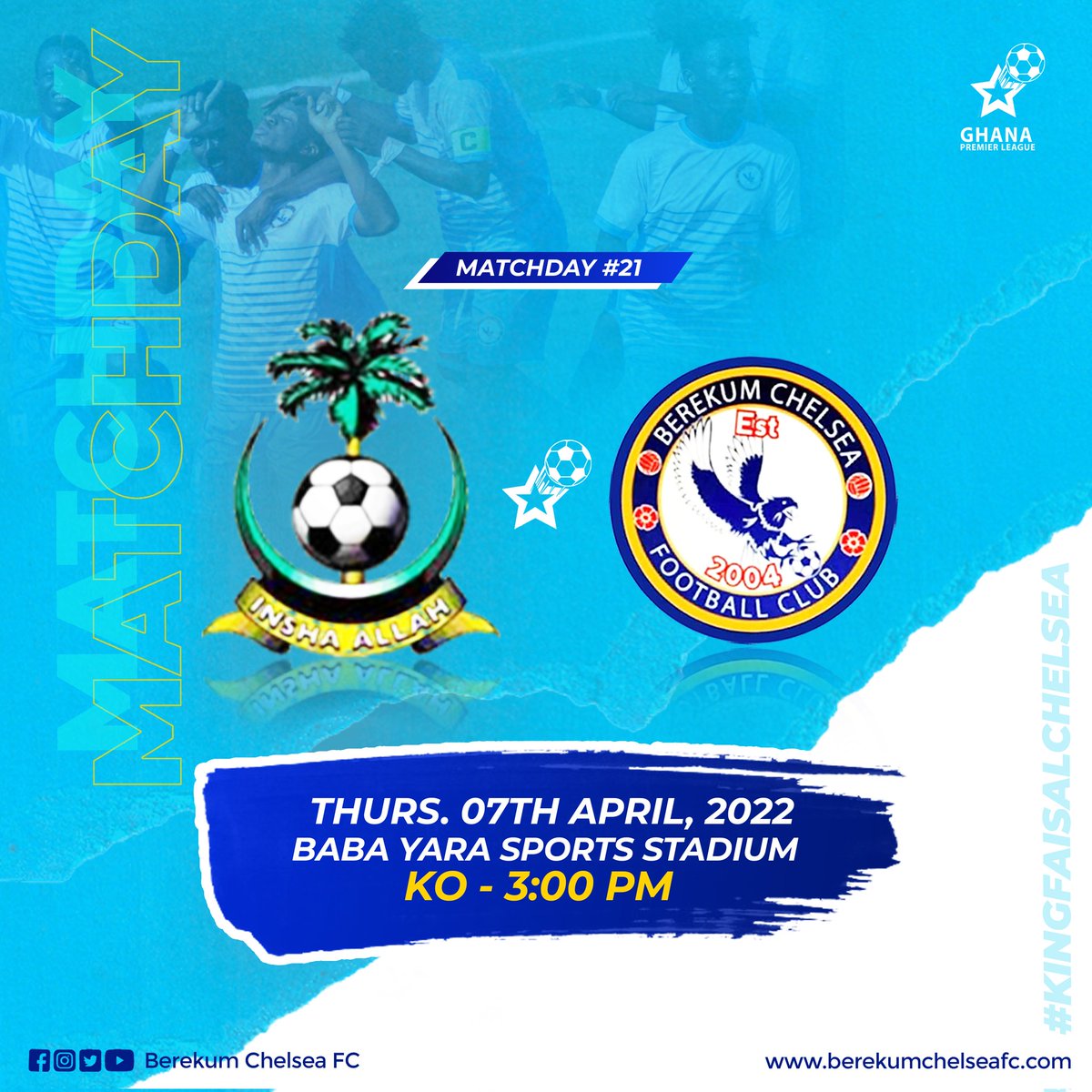 y8pty's tweet photo. โก ๐๐ผ๐๐พ๐๐ฟ๐ผ๐ โก
๐ | King Faisal
๐ | 07 /04 /22
๐๏ธ | Baba Yara Sports Stadium
๐ | Kumasi
โฐ | 15:00 GMT
๐ | GPL / Round 2
| #faisalchelsea
#GPLwk21| #Bibiries #outstandingmatch https://t.co/m00C2vcnIo