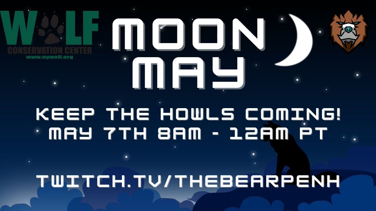 TheBearPenh's tweet photo. Awooo! The Bear Penh is happy to announce #MoonMay! A full day of #ttrpg streams to raise money for @nywolforg. As April progresses, we'll be unveiling or gaming schedule. May 4th is @theadrianbear birthday and he's super happy to share the joy for our wolves. #charity #wolves https://t.co/eOWZXZA0mw