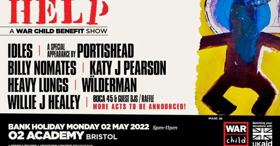 IDLES, Portishead, Billy Nomates, Katy J Pearson, Heavy Lungs and Wilderman will play a one-off benefit gig for War Child at the @o2academybris on Bank Holiday Monday 2 May 2022. Prize draw tickets going live at midday today! 🎟️
buff.ly/3Kl8dKf