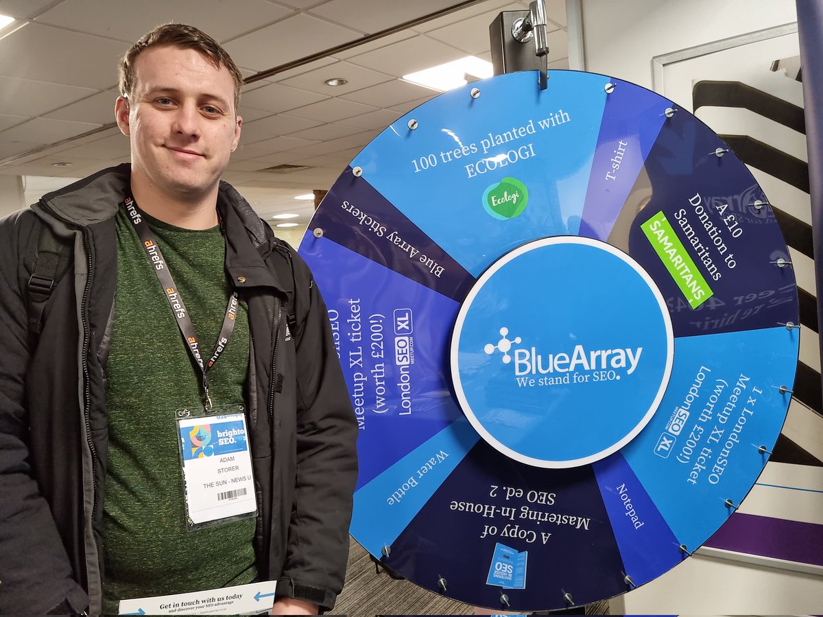 Saying hello to Blue Array crew #SwagWheel #BrightonSEO