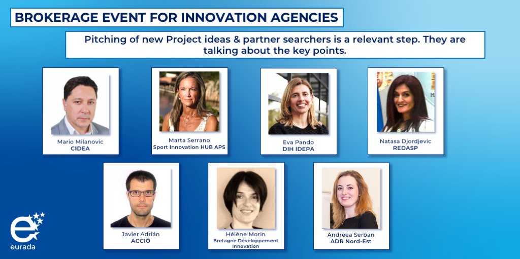 We are now presenting pitches for new project ideas and partner searches. 
If you are looking for a project partner for one of your European projects, you cannot miss this session! 😎

#brokeragevent #innovationagencies