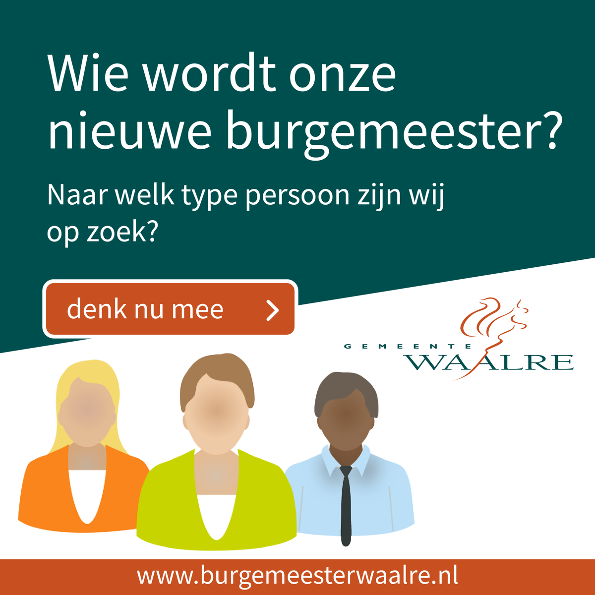 Zoektocht naar nieuwe burgemeester van start! Vandaag kan jij als inwoner de enquête invullen op burgemeesterwaalre.nl. De raad hoort graag van jou naar wat voor soort burgemeester jíj op zoek bent. Bellen kan ook tijdens kantooruren 0800-7575755. ℹ️ waalre.nl/burgemeester.