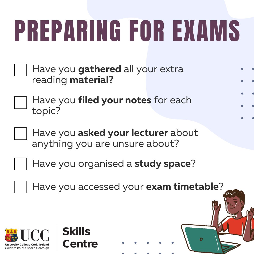 This time of year can be stressful in the lead up to exams. 

Why not use this checklist to help with your studying and exam preparation!