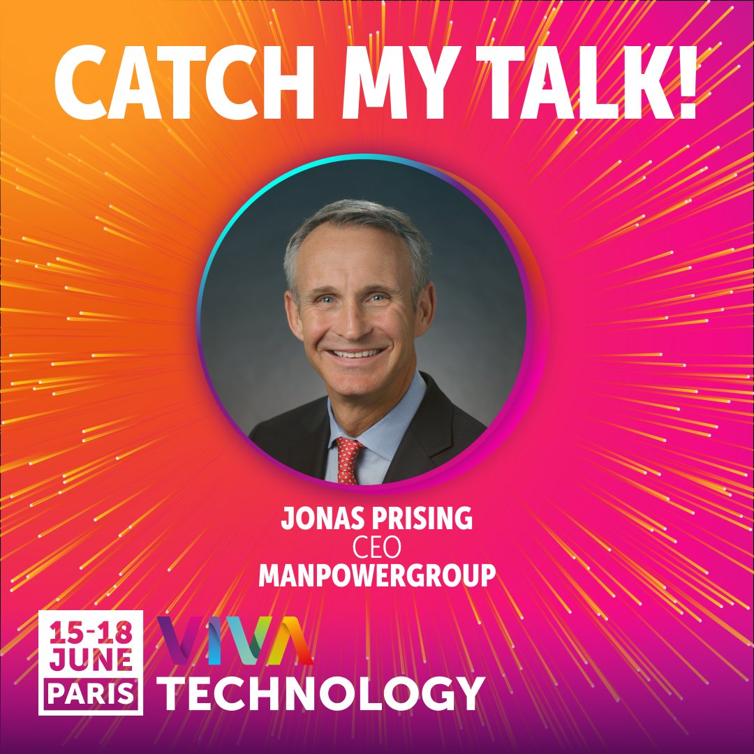 We're excited to announce that <a href="/JonasPrising/">Jonas Prising</a>, Chairman &amp; CEO <a href="/ManpowerGroup/">ManpowerGroup</a> will be joining us at #VivaTech 2022 🤩
He'll be sharing his expert insights on the #FutureofWork with us again in Paris this June, one of our 🗝️ themes of this year 👏👏