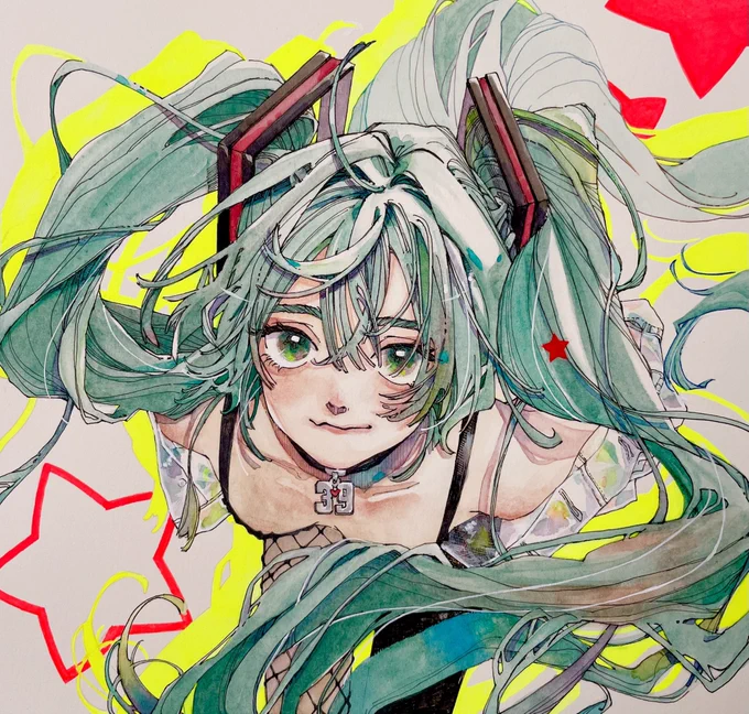 初音ミク描きました褒めてください 