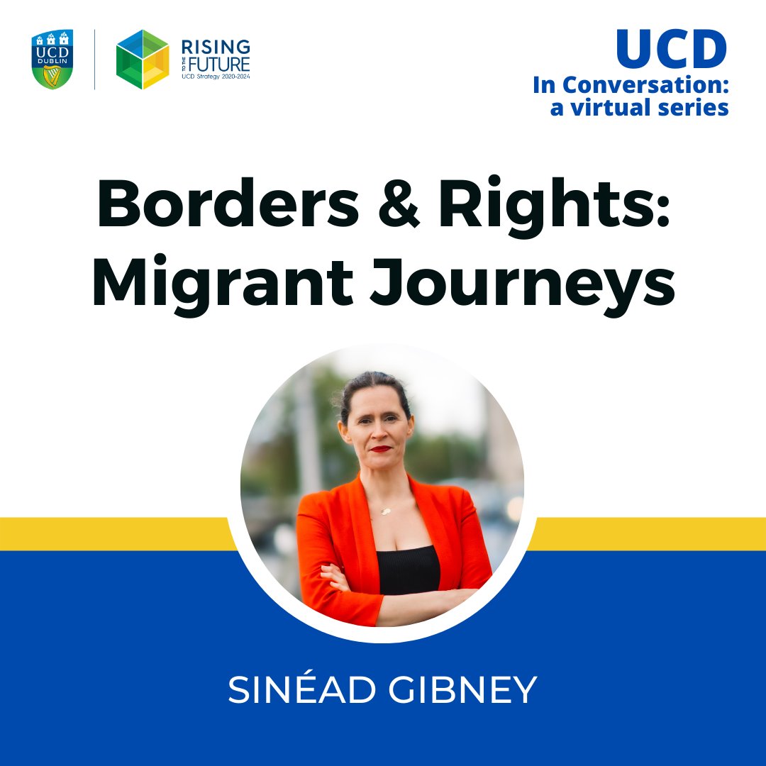 Our Chief Commissioner <a href="/sineadgibney/">Sinéad Gibney</a> is speaking at this important #UCDInConversation event today, with fellow UCD alumni experts <a href="/sallyhayd/">Sally Hayden</a> , <a href="/BulelaniMfaco/">Bulelani Mfaco</a> and Jack Pope, sharing experiences and perspectives on journeying across borders for migrants ucd-ie.zoom.us/webinar/regist…