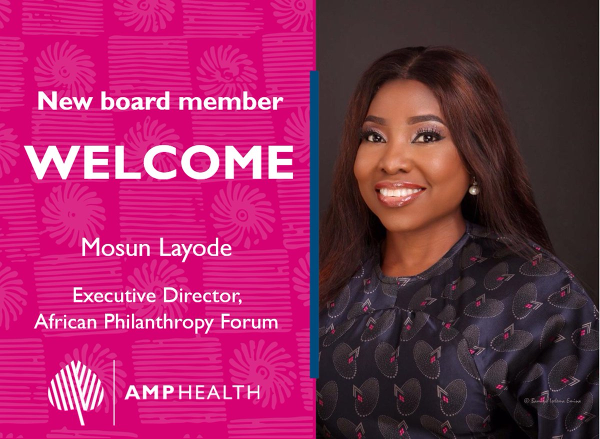 AMP Health (@ampforhealth) on Twitter photo We are thrilled to welcome <a href="/MosunLayode/">Mosun Layode</a>, Executive Director of <a href="/APForg/">African Philanthropy Forum</a> to the AMP Health Partnership Board #NewBoardMember We are thrilled to welcome <a href="/MosunLayode/">Mosun Layode</a>, Executive Director of <a href="/APForg/">African Philanthropy Forum</a> to the AMP Health Partnership Board #NewBoardMember