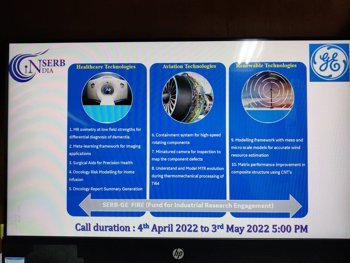 SERB and GE announces call for proposals under " Fund for Industrial Research Engagement". Check serbonline.in and serb.gov.in for more details. <a href="/Sandeep_1966/">Sandeep Verma (स्वर)</a>