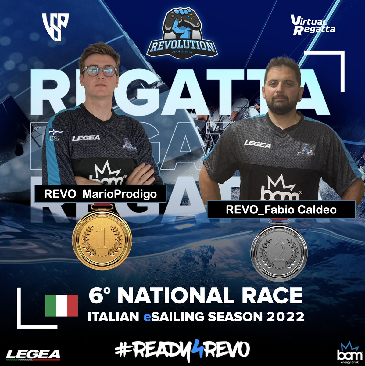 REVO ON FIRE! Gold &amp; Silver medal for REVO team at the 7th Round of the 2022 Italian Ranking Event. Two south bullets. Same team color. Same yacht club, the renowned R.Y.C.C. Savoia. Same birth's city, Napoli. Same final score. Well done #REVO_MarioProdigo and #REVO_FabioCaldeo
