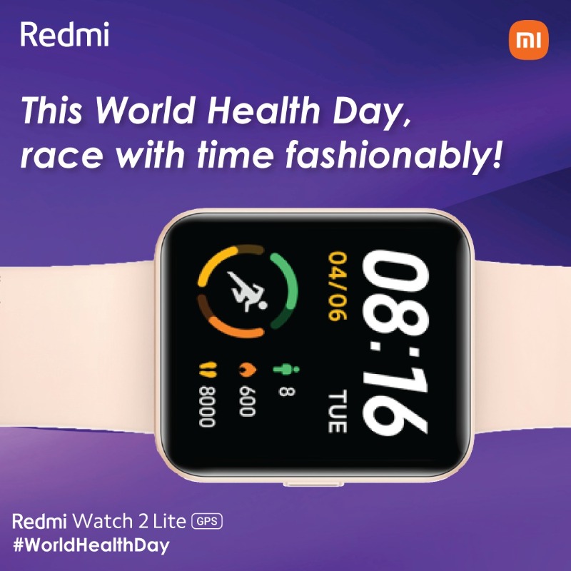 RedmiIndia's tweet photo. Here's to a very happy #WorldHealthDay. ❤️

Rest assured, your health and your style are in good hands with the #RedmiWatch2Lite! 🤩

Head here to get yours: 
https://t.co/YnFU65WNp1