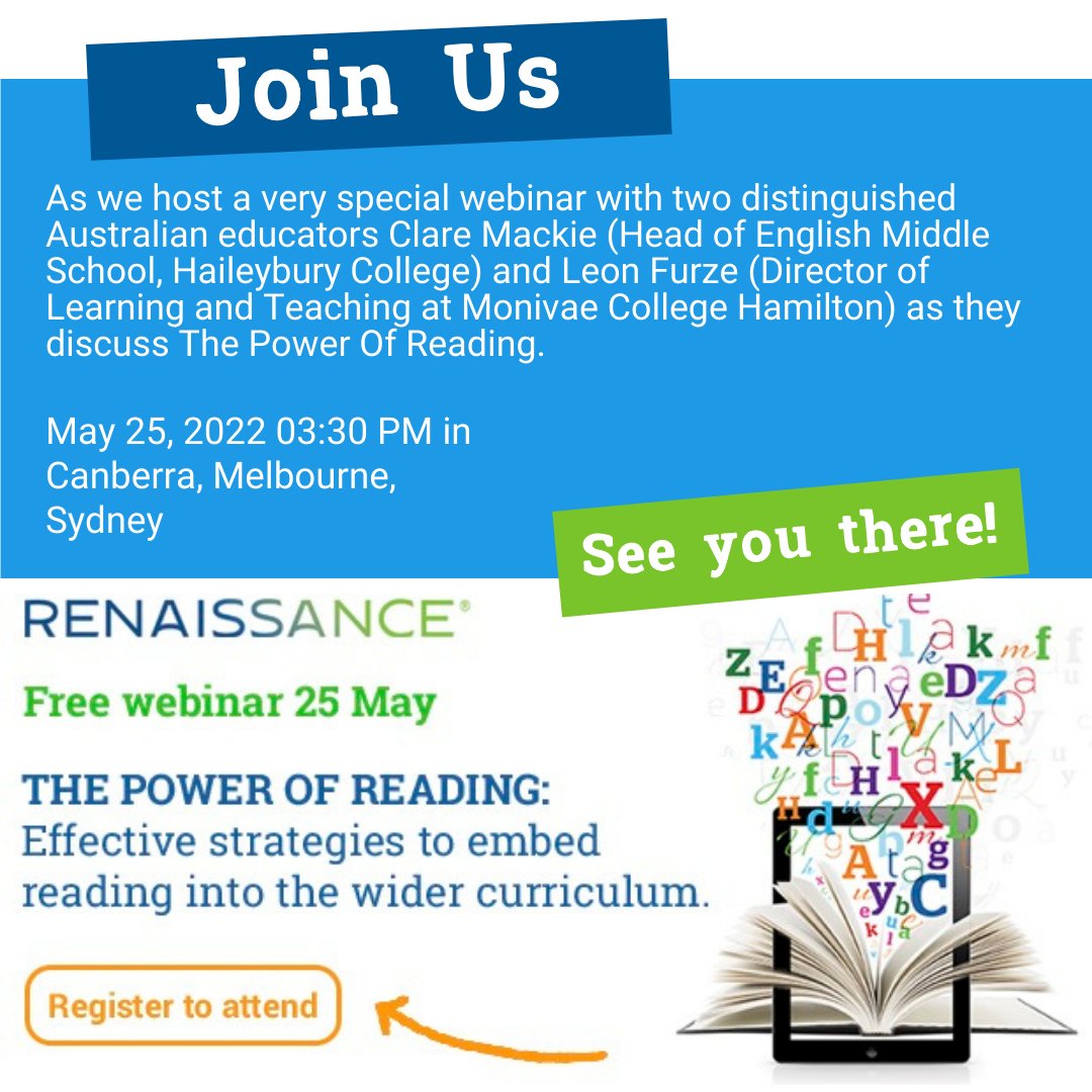 Keen to learn more about The Power Of Reading? Join the amazing Clare Mackie and Leon Furze for a FREE webinar as they go through effective strategies to embed reading into the wider curriculum. Register now bit.ly/37qAAI4