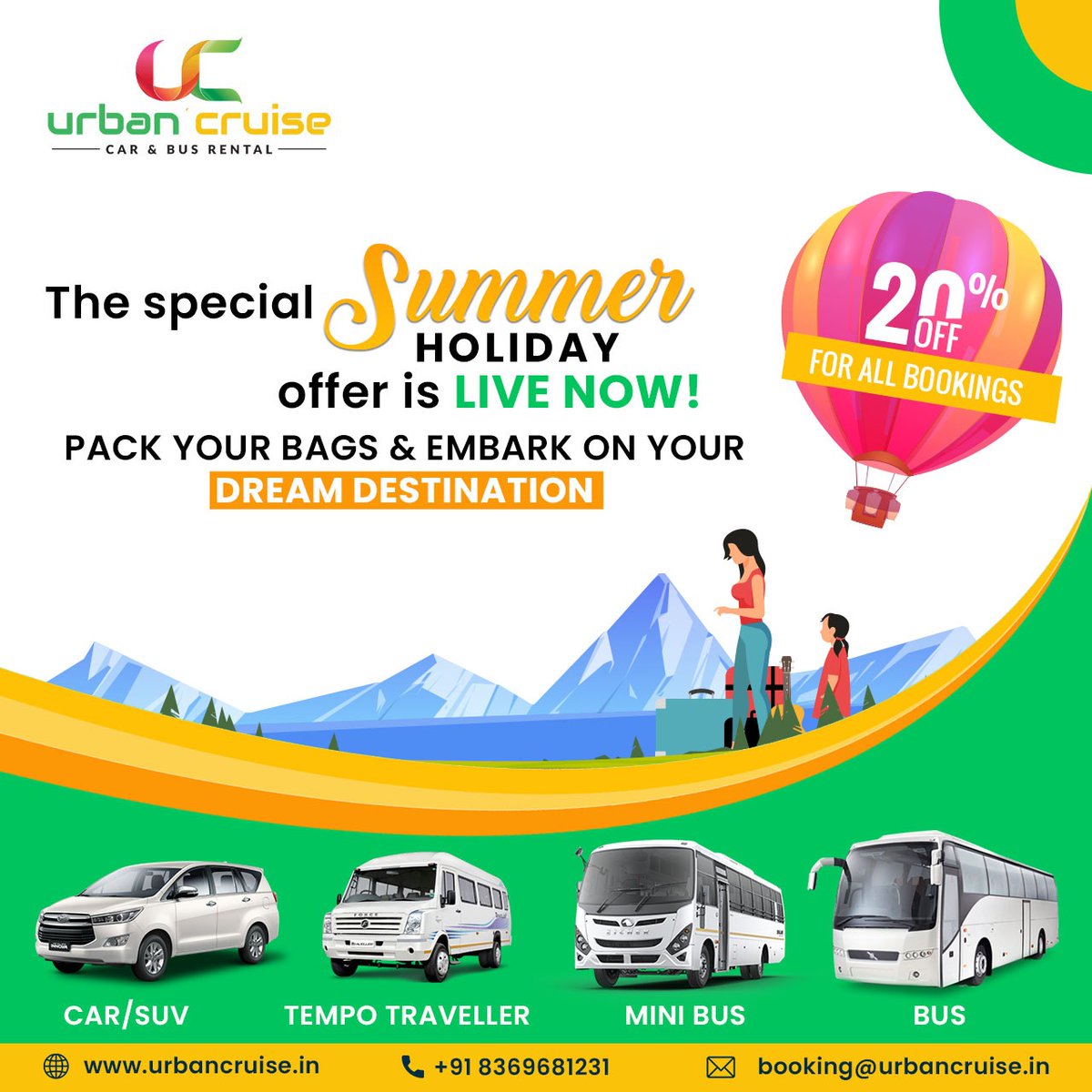 UrbanCruiseIn's tweet photo. SPECIAL SUMMER HOLIDAY OFFERS !
.
#happysummer #offer #discount #on #all #bookings #hiringvehicle #summervaccation #holidays #kidsadvanture #explore #travelpackage https://t.co/wjFs3mOyNQ