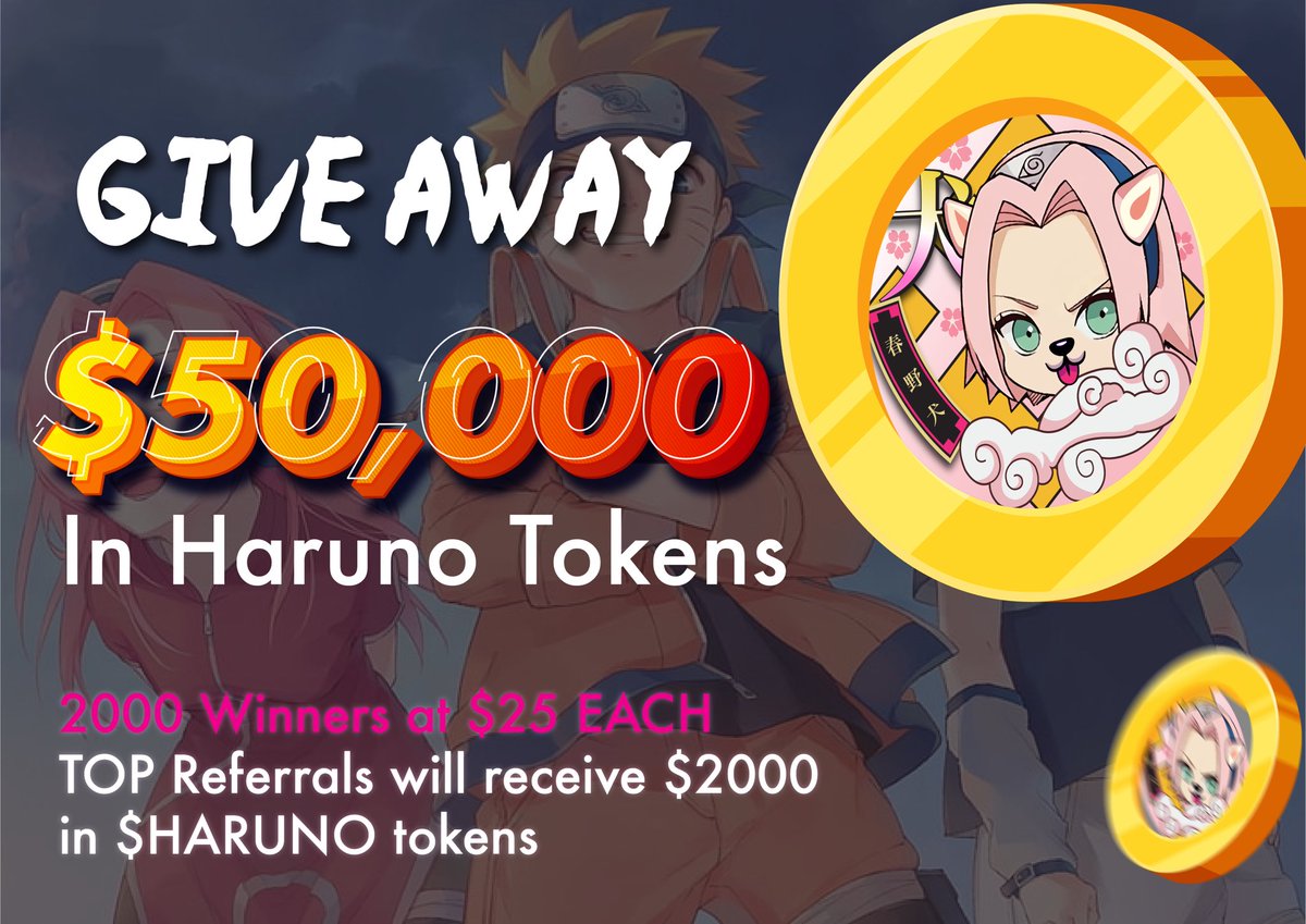 🎉 JOIN $50,000 $HARUNO token Giveaway 🎉

Don't miss a chance to get HarunoInu ecosystem utility $HARUNO token FOR FREE😎.

🔗Link: gleam.io/Jd152/haruno-i…

#HarunoInu #Giveaways