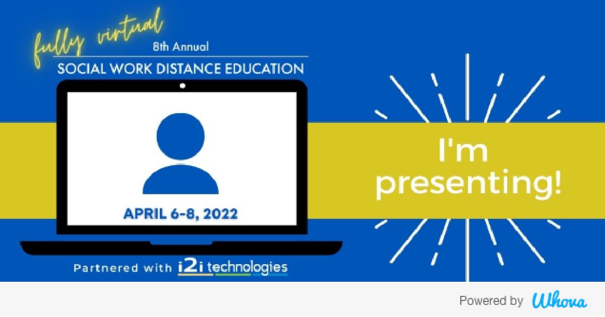 Hi! I'm attending Social Work Distance Education Conference. Let's start connecting with each other now. whova.com/whova-event-ap… <a href="/SWDEConference/">Social Work Distance Education Conference</a> #SWDEConference,#swde2022,#SocialWorkDistanceEducation