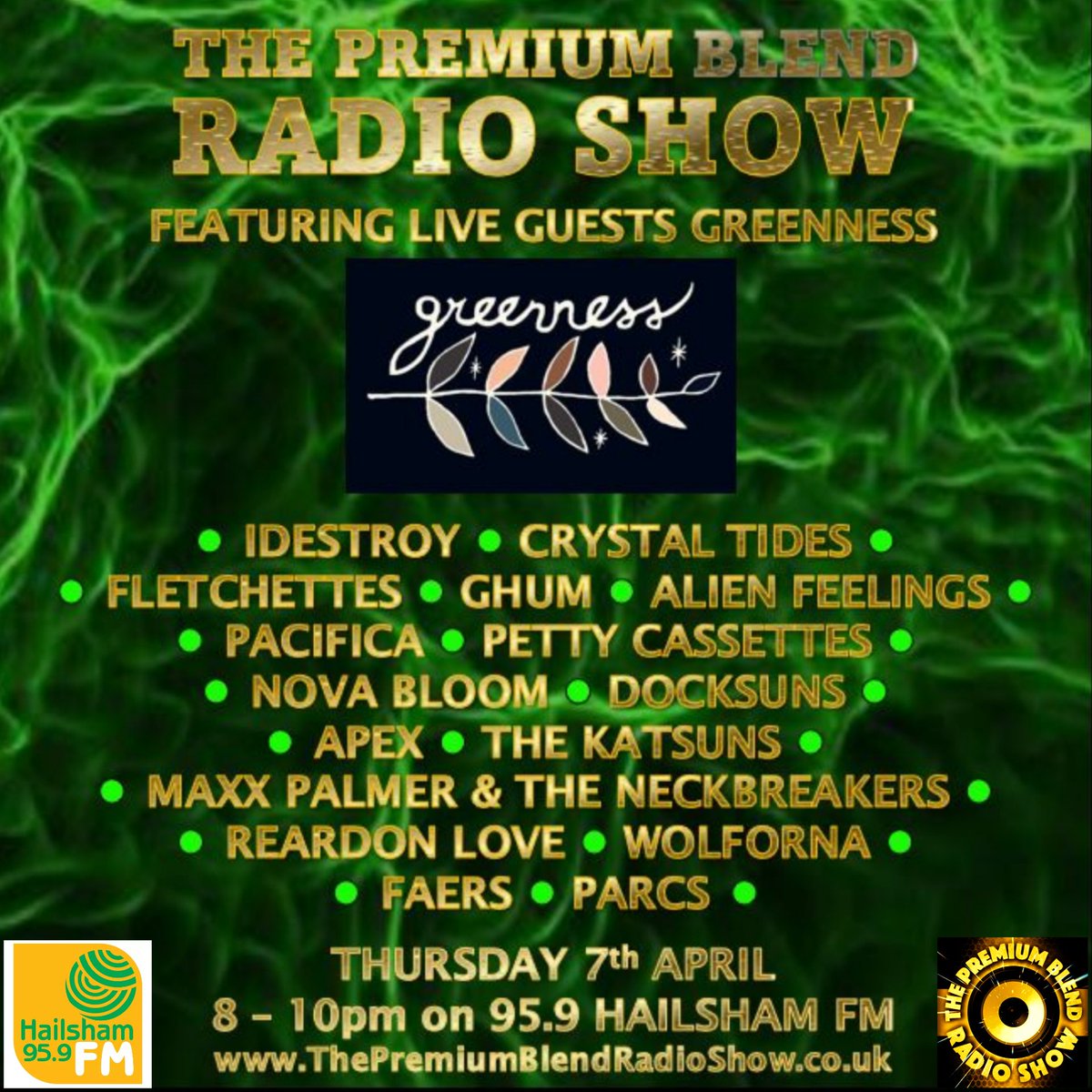 PremiumBlendRad's tweet photo. This week is all go...again!
We have @greennessmusic LIVE & 16 NEW & UNRELEASED tracks, guaranteed good times!
Plus the @grungepoprecord Track of The Week!
Come join the party from 8pm (GMT) on 95.9 @hailshamfm
https://t.co/bLNkrFV683
#NewMusic #FMRadioShow #LiveRadio https://t.co/Bsg3iauI2e
