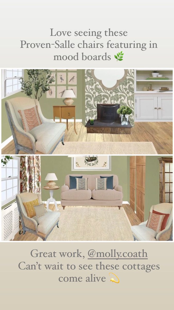 ProvenSalle's tweet photo. So exciting to see Proven-Salle chairs featuring in #moodboards ๐ฑ These cottages are going to look so pretty. ๐ https://t.co/M1maEZRJkY #interiorstyling #cottagedesign #homedecor #homeinspo https://t.co/c6gwaNBsFL