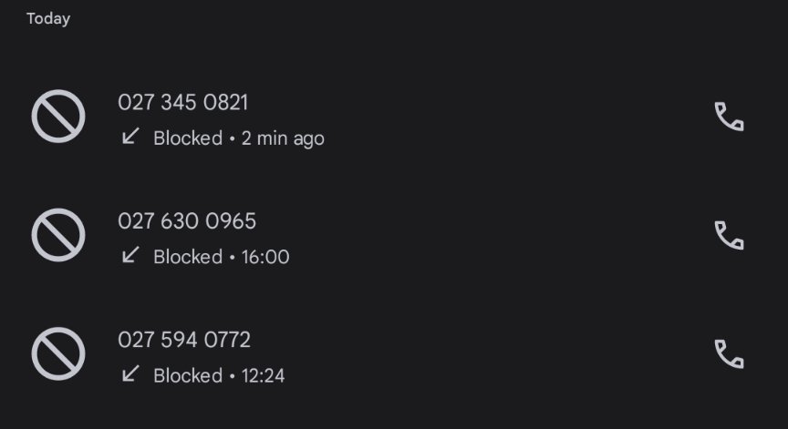 thepearson's tweet photo. @SparkNZ getting a LOT of scam calls at the moment. 3 since lunch today and a few more over the past few days. Anything you can do to globally block these pests? https://t.co/88bI4VjhMo