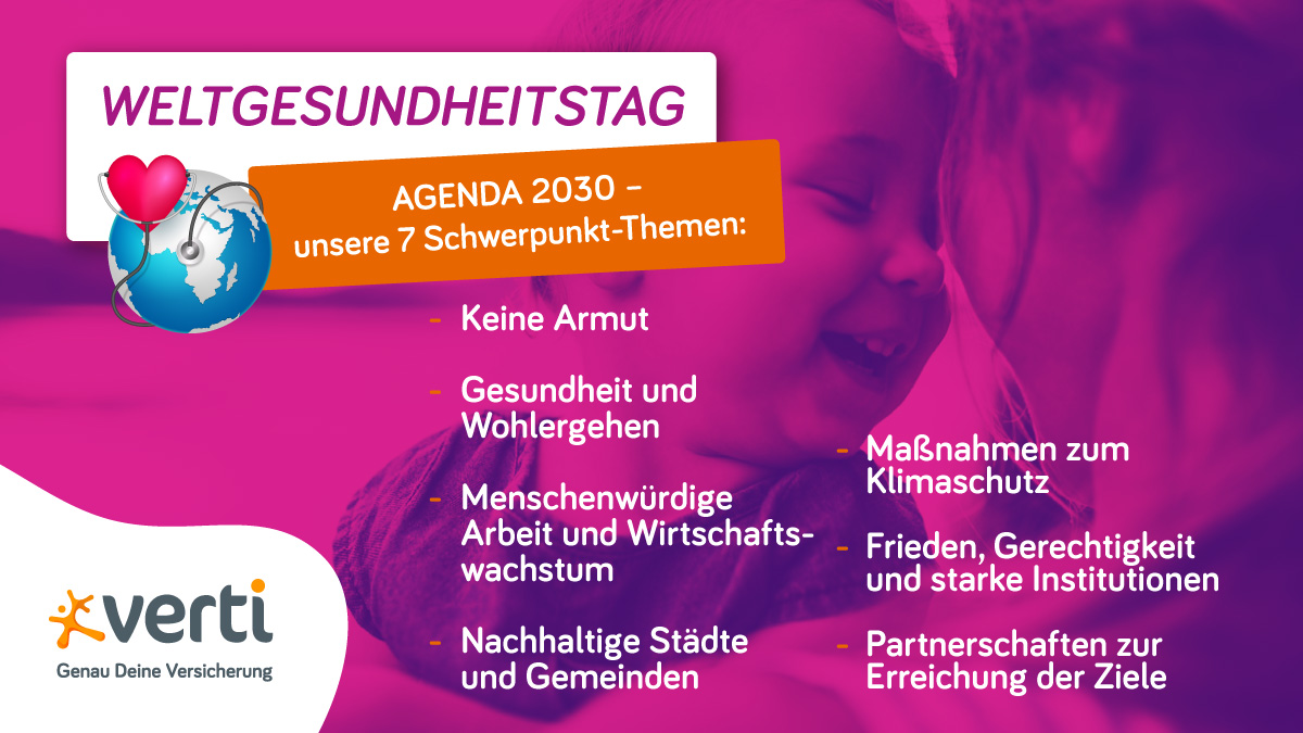 Beim heutigen #Weltgesundheitstag steht die Verbindung zwischen der Gesundheit des Menschen 🙎 und des Planeten 🌍 im Mittelpunkt. Wir setzen uns ein für #Gerechtigkeit, #Nachhaltigkeit und die #Agenda2030 👉 verti.de/nachhaltigkeit/ #playingourpart #worldhealthday22