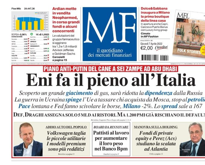 La prima di <a href="/MilanoFinanza/">MilanoFinanza</a>