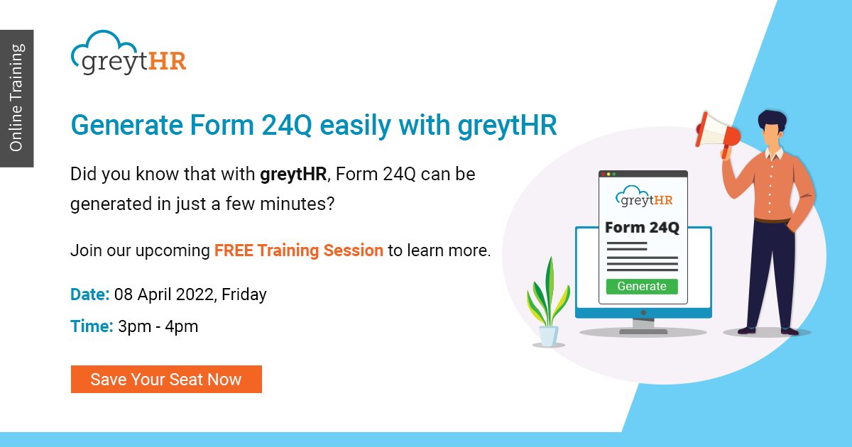 greythr2's tweet photo. Worried about filing your e-TDS? Now you can easily & effortlessly generate Form 24Q with greytHR!
Register here: https://t.co/a6cmCU1v3s
#teamgreytHR #eTDS #Form24Q #automation #eTDS #TDSfiling https://t.co/f0aXXuV1e4
