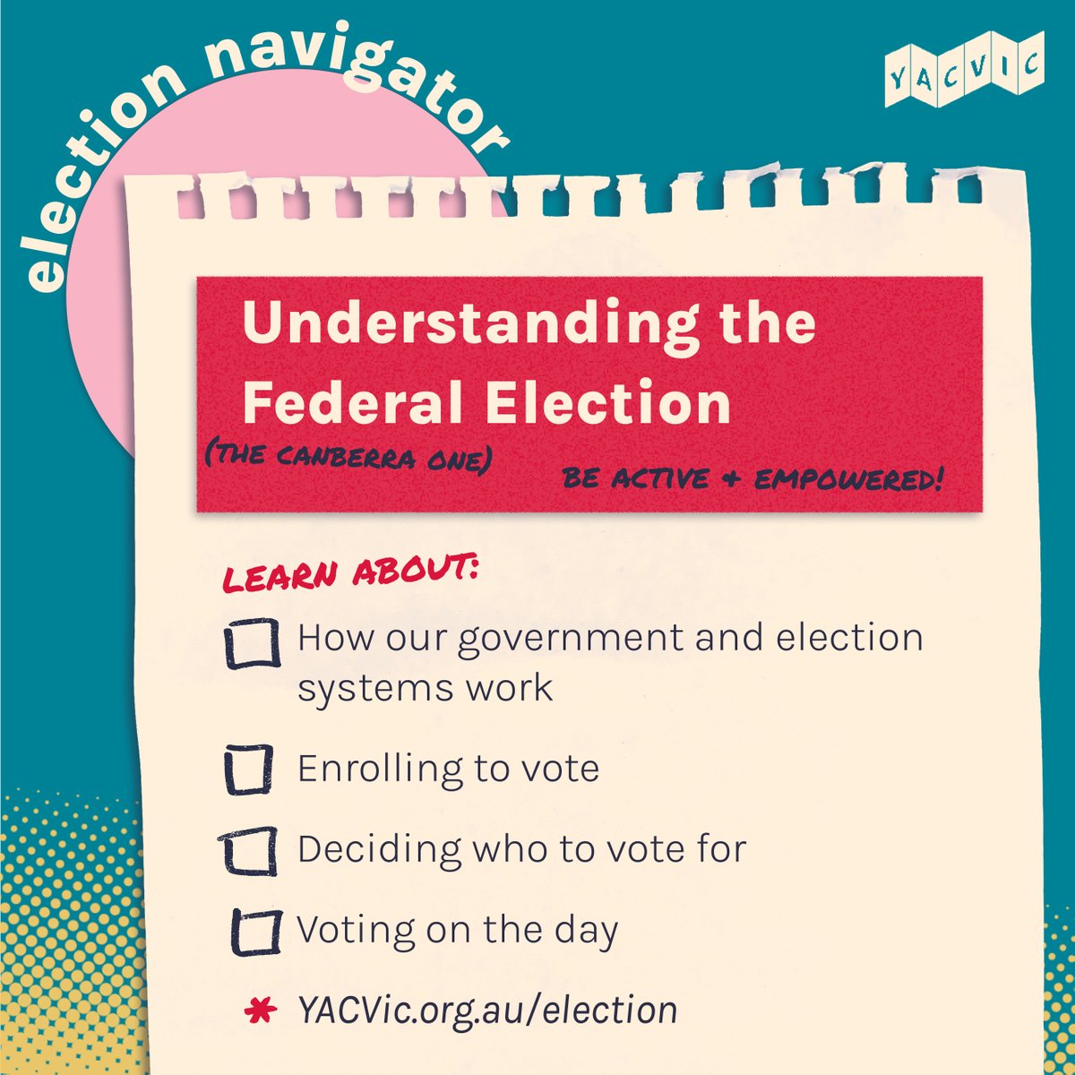 With #AusVotes2022 about to be called, we’ve launched Election Navigator, our new resource to empower, amplify and upskill young people unsure of where to start. It’s critical that young people’s voices and votes are heard by government and the community: bit.ly/37r77y0