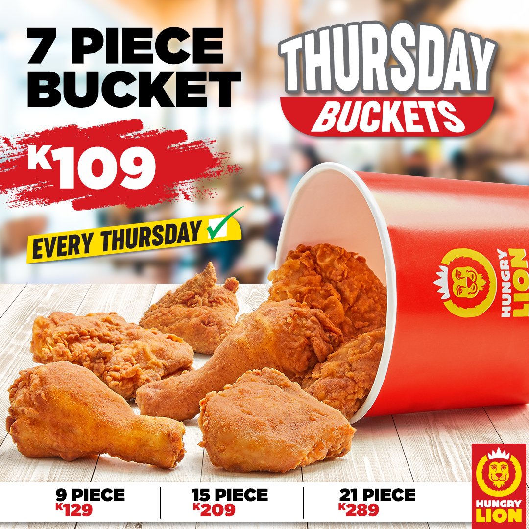 HungryLionZM's tweet photo. Not to brag but our #BucketThursday deals will slap harder and rock your tastebuds!
RT, if you're coming!
#HungryLikeALion https://t.co/fZeTDbAUMF