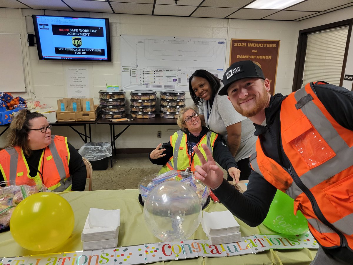 200+ employees making safety a priority everyday is no easy task. Congratulations to the PHL Night Ramp team for living a culture that focuses on safe habits.20,000 SAFE WORK DAYS and counting! <a href="/ChesapeakUPSers/">Chesapeake UPSers</a> <a href="/JohnEitel2/">John Eitel</a> <a href="/RayBarczak/">RayBarczak</a> <a href="/daveortone/">David ortone</a> <a href="/LDubbsUPS/">Lowen</a> <a href="/JPadin00/">Jovanny Padin</a> <a href="/UPSAirlines/">UPS Airlines</a>