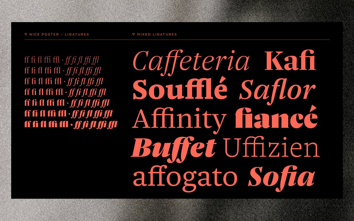 fontwerk's tweet photo. Nice ligatures, aren’t they? Whether you agree or not, that’s what the typeface is called. #NiceTypeface #Typography https://t.co/uQ7IGIfWgr