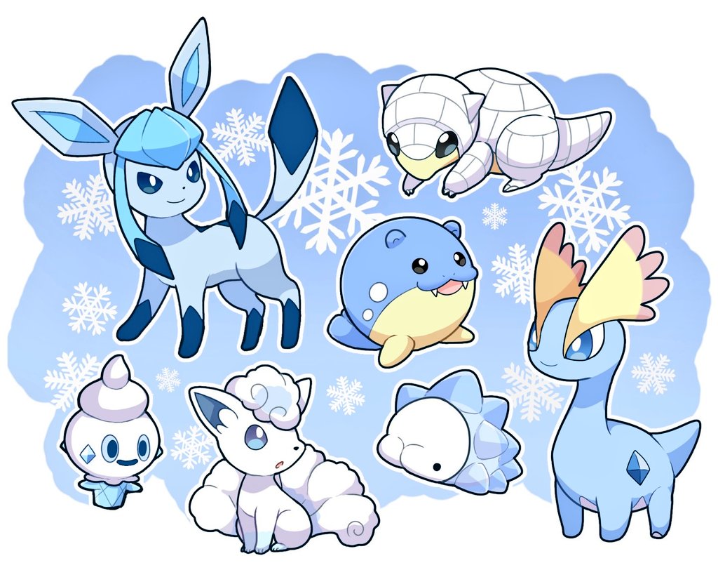 glaceon pokemon (creature) no humans smile closed mouth open mouth standing :d  illustration images