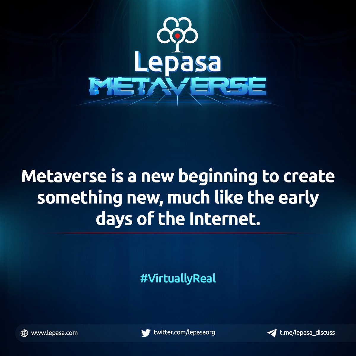 Lepasaorg's tweet photo. #Metaverse is a new beginning to create something new, much like the early days of the Internet.

#VirtuallyReal #LepasaNFT #Lepaverse #Lepasa #NFTProject #NFTCommunity #NotJustJPEGs #web3community https://t.co/cJVmHXm4KY