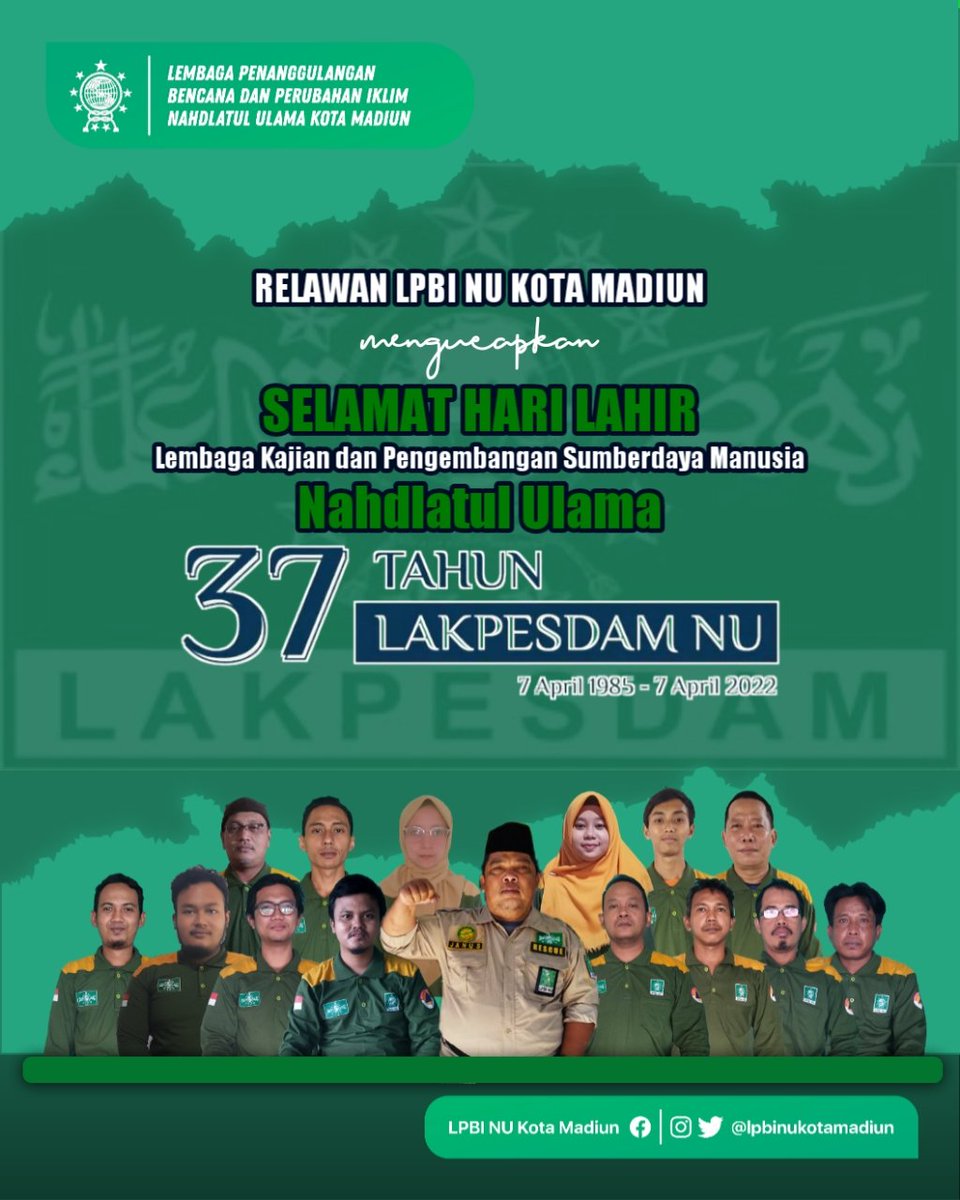 lpbinukotaAE's tweet photo. Selamat Hari Lahir ke-37 LAKPESDAM NU (Lembaga Kajian dan Pengembangan Sumberdaya Manusia Nahdlatul Ulama) @lakpesdam_pbnu

#harlahlakpesdamnu37 #harlah37lakpesdamnu #lakpesdamnu #harlahlakpesdamnu #lakpesdamnukotamadiun #nukotamadiun #pcnukotamadiun #lpbinu #lpbinukotamadiun #nu https://t.co/ndOyXjFxXj