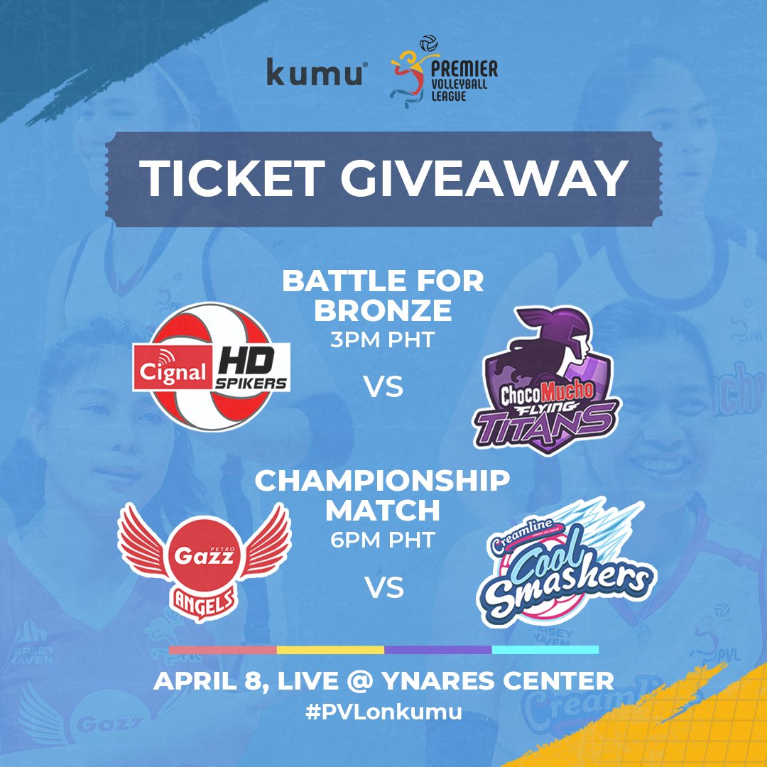kumuPH's tweet photo. This is it! It's your chance to watch this season's PVL Finals Game 2 match LIVE via kumu twitter challenge! 💙🏐

1. Follow (@kumuph) on twitter
2. Comment and QT "PVLonkumu goes to Ynares"
3. Tag at least 2 friends with the hashtags #PVLonkumu #PVL2022 

https://t.co/6iUtgEbcO5 https://t.co/5f1vKwy5aS
