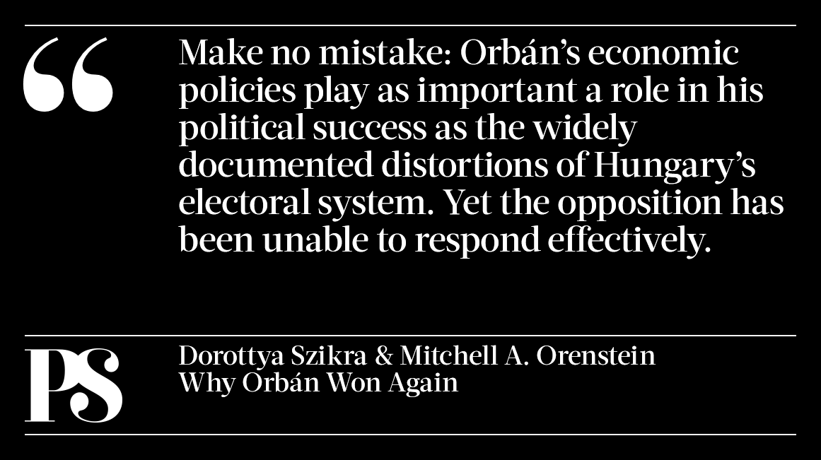 Perhaps the outcome of Hungary’s election will finally force the opposition to consider the largely economic reasons why there are so many voters for an anti-European strongman, say <a href="/DorottyaSzikra/">Szikra Dorottya</a> of <a href="/ceu/">Central European University</a> and @m_orenstein of <a href="/Penn/">Penn</a>.
bit.ly/37i2c2n
