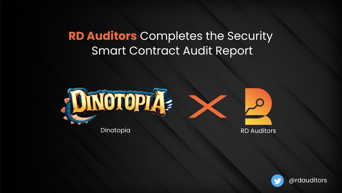 rdauditors's tweet photo. We are pleased to announce the successful audit of Dinotopia´s Smart Contract. 

https://t.co/ifLASxzkI6

@dinotopiaNFT #PlaytoEarn #NFTs https://t.co/pJQdxklJW0