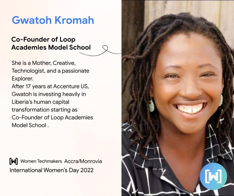 MonroviaWtm's tweet photo. Meet our speakers ....
Reserve your spot here 👇
https://t.co/JW4WR8pD6m

#SSAWTM @wtmAccra @WomenTechmakers #progressnotperfection #IWD2022 @wtmminna https://t.co/KqcHgNz2IY