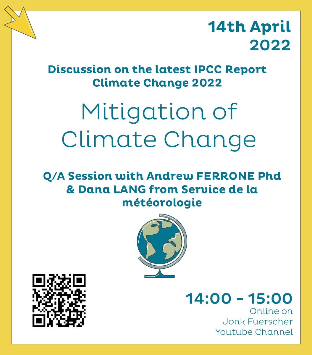 Fondation Jeunes Scientifiques Luxembourg (@fjslux) on Twitter photo What would you ask an IPCC representative about the latest report issue if you had the opportunity?
<a href="/fjslux/">Fondation Jeunes Scientifiques Luxembourg</a> is working to give you the opportunity!
Ask your question below in a comment or join our Youtube livestream on 14/04 at 14:00 youtu.be/alCTg_E7eMU
#IPCCReport #fjsl What would you ask an IPCC representative about the latest report issue if you had the opportunity?
<a href="/fjslux/">Fondation Jeunes Scientifiques Luxembourg</a> is working to give you the opportunity!
Ask your question below in a comment or join our Youtube livestream on 14/04 at 14:00 youtu.be/alCTg_E7eMU
#IPCCReport #fjsl