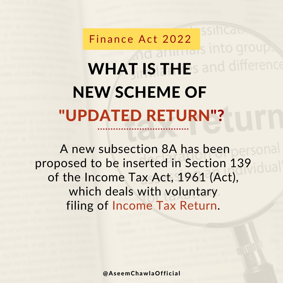 official_aseem's tweet photo. The Finance Bill 2022 was passed on March 31, 2022, with the amendments proposed, vide the “Notice of Amendments to Finance Bill 2022”. 
The Finance Act, 2022 has brought about the scheme of filing “Updated Returns” to foster voluntary tax compliance. https://t.co/WDvcT7AVdJ