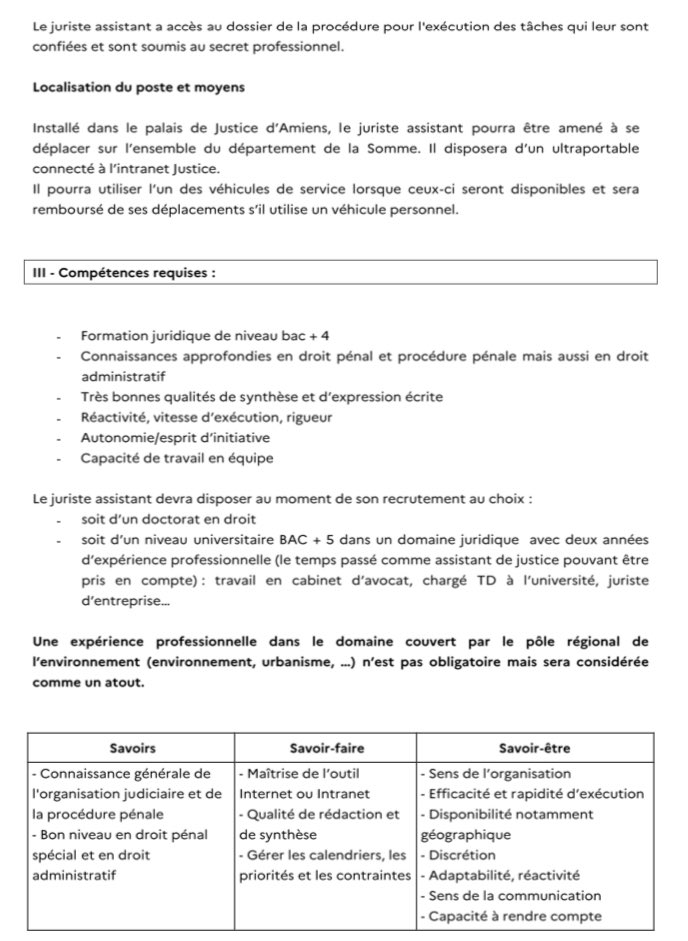 LA JUSTICE RECRUTE ! Le tribunal d’Amiens recherche un juriste assistant dédié au pôle régional de l’environnement. Un soutien essentiel pour donner de l’ampleur à un projet de juridiction ambitieux et motivant. Candidature sur sec.pr.tj-amiens@justice.fr