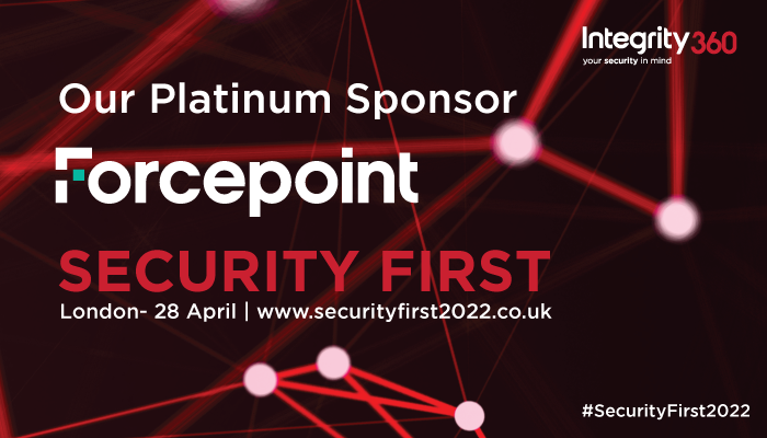 Integrity360's tweet photo. We are delighted to have @ForcepointSec as our #Platinum #event sponsor for #SecurityFirst2022 London.
Make sure to get registered to join us and Forcepoint on the day: https://t.co/1Bo2lhk7vJ
#conference #cybersecurity #forcepoint #zerotrust https://t.co/qob1eBOnHC