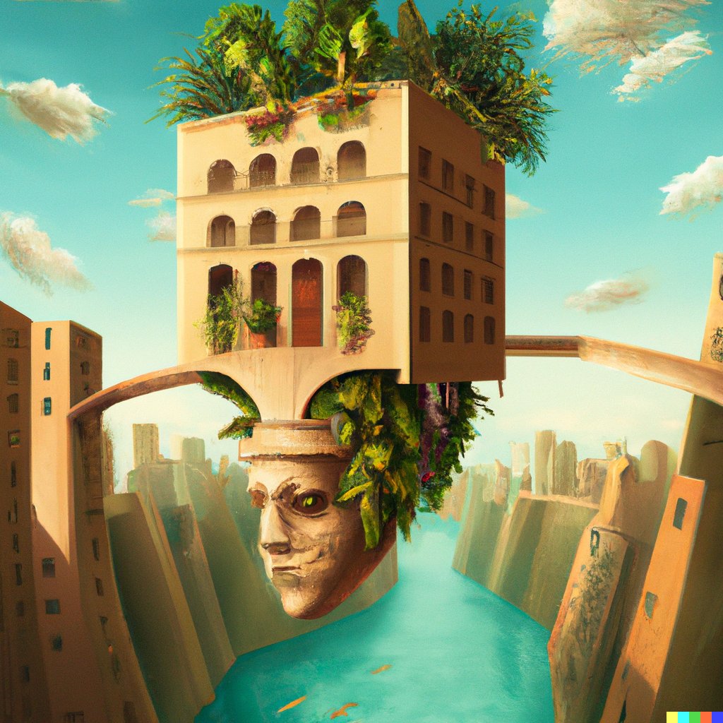woj_zaremba's tweet photo. DALL-e keeps me awake

input "hanging gardens of Babylon in the middle of a city in the style of Dali" https://t.co/w7NhtNQAen